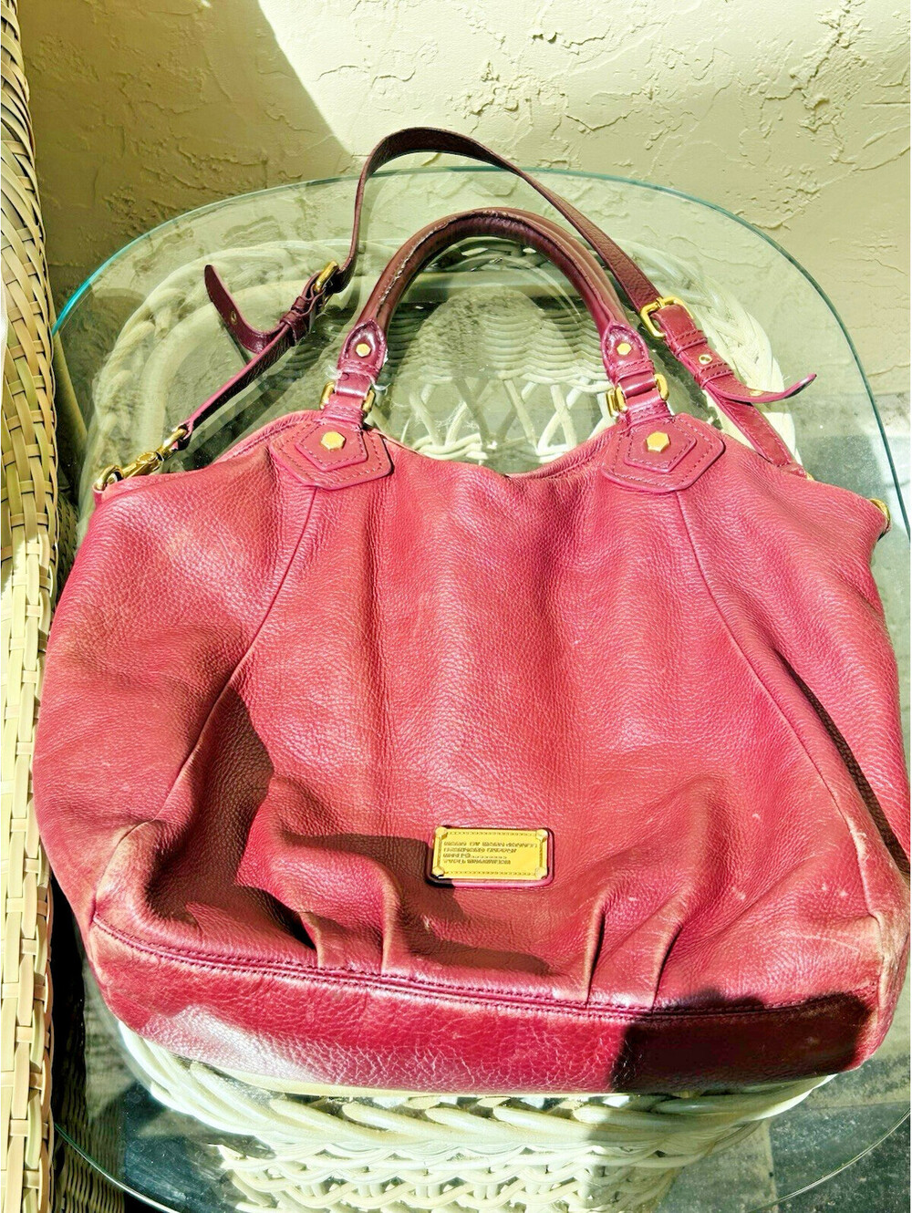 Vtg MARC by MARC JACOBS Classic Q Francesca Pebbled Leather Designer Lux Bag Y2K - Picture 7 of 15